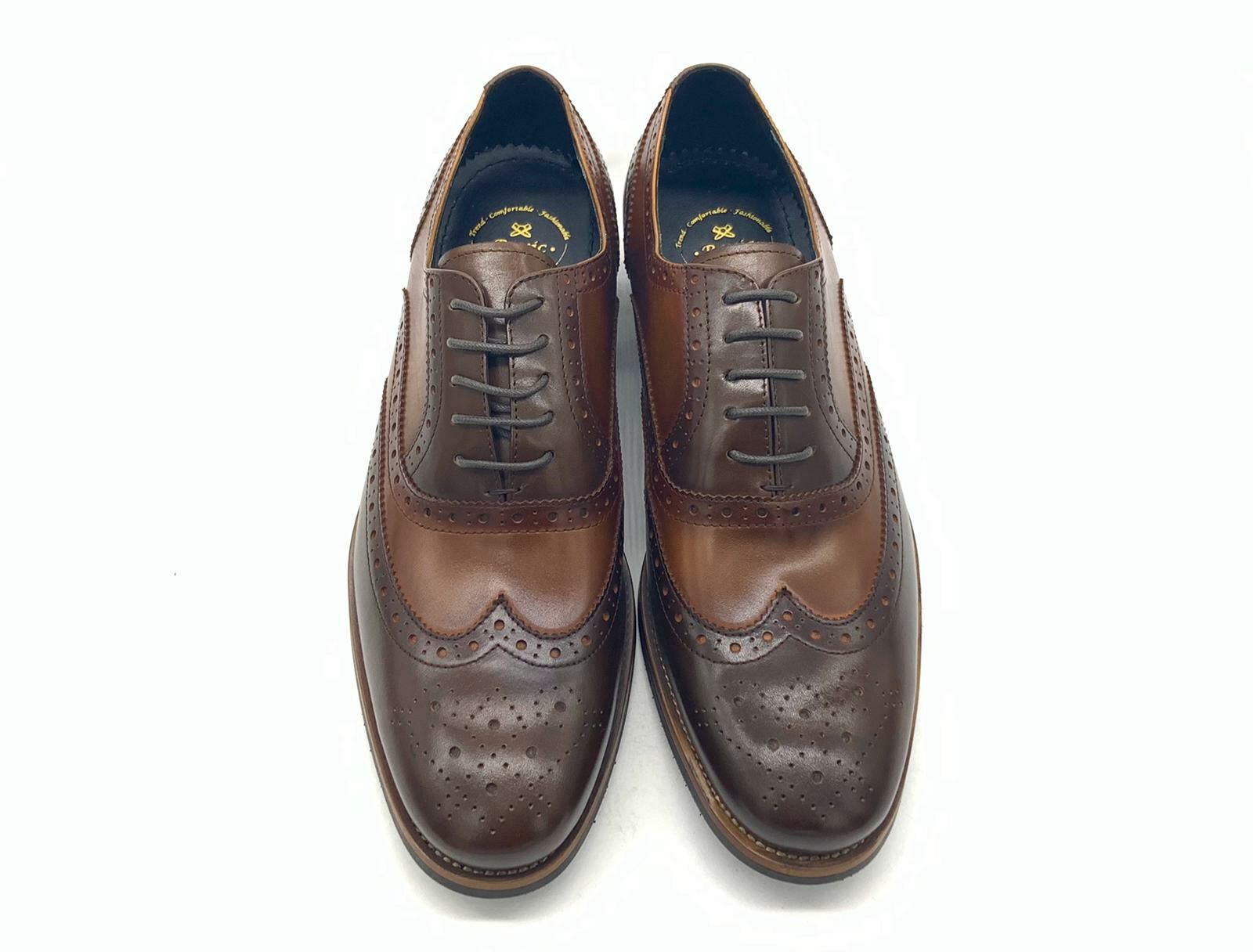 Revic 男裝皮鞋 | TCF-62-2BR｜啡色翼紋雕花牛津皮鞋