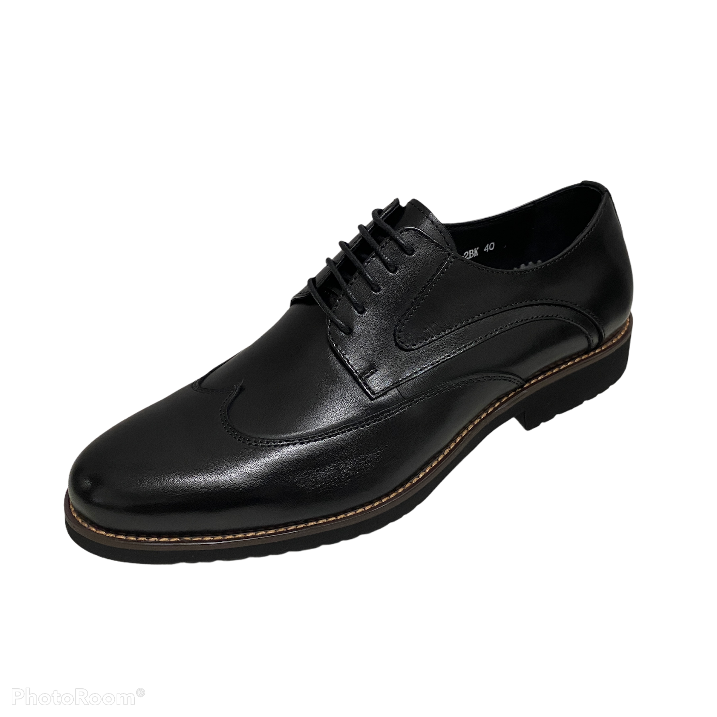 Revic 男裝皮鞋｜TCF-46-2BK 黑色翼紋德比皮鞋