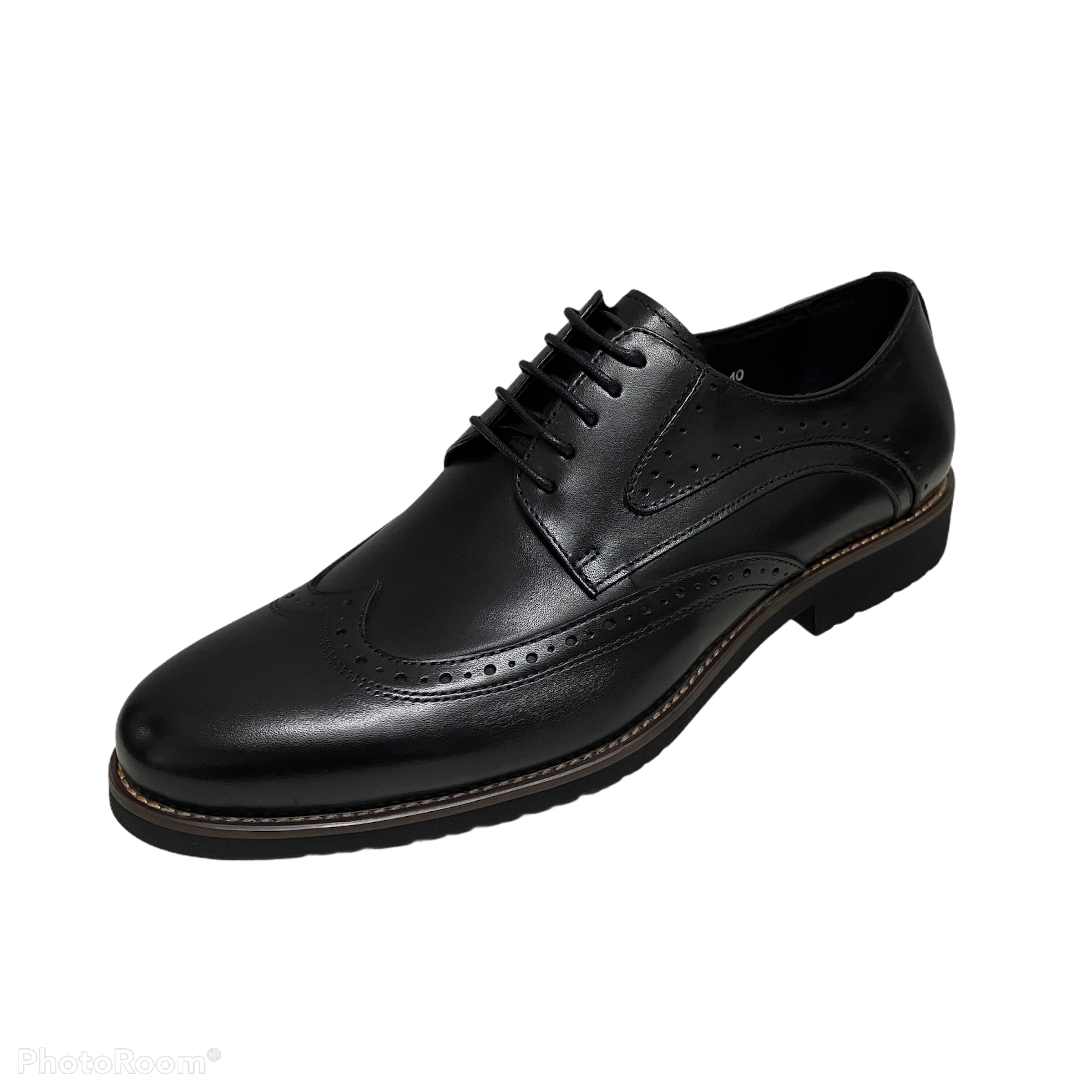 Revic 男裝皮鞋 | TCF-46-1BK |  黑色翼紋牛津皮鞋