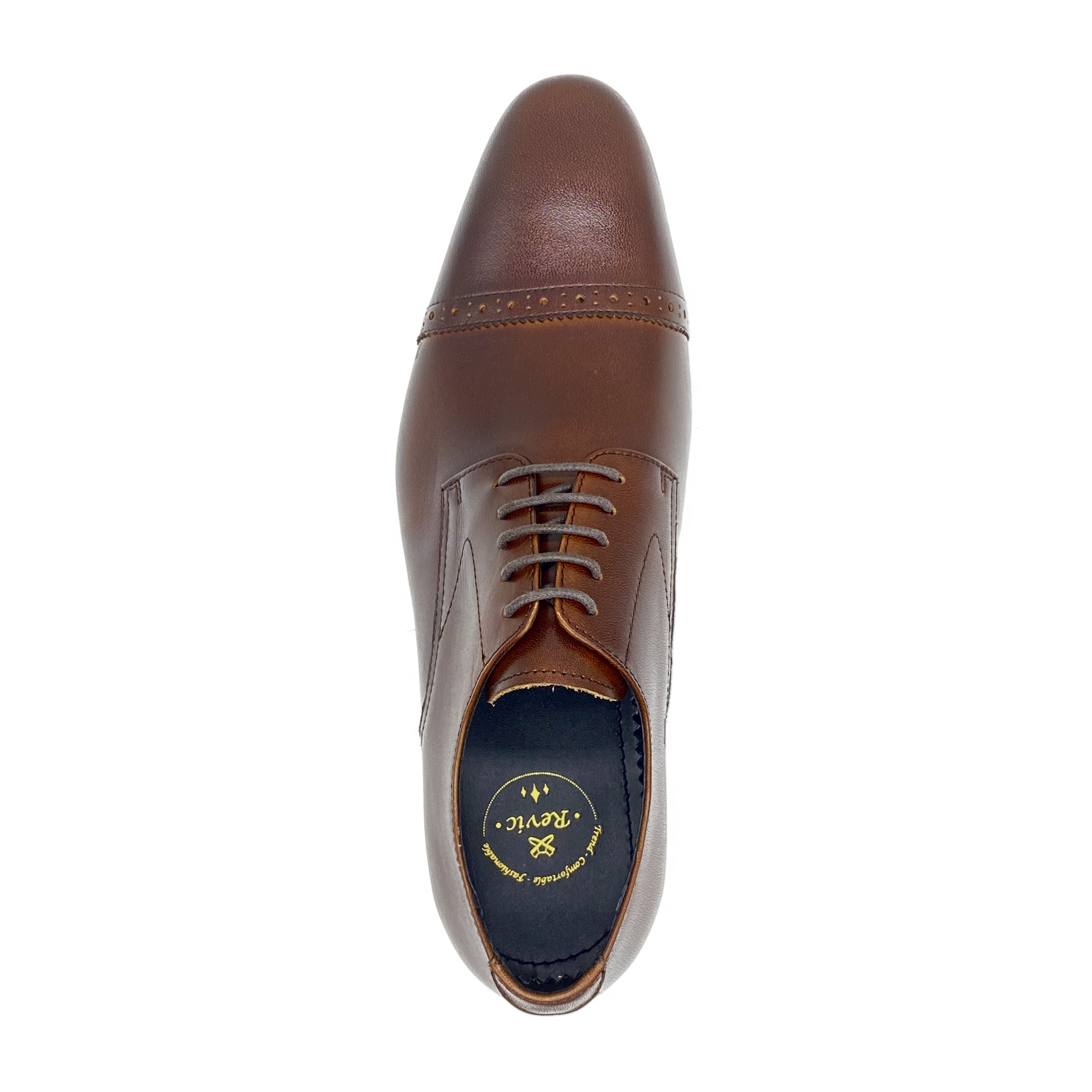 Revic 男裝皮鞋 | TCF-41-9BR | 啡色橫式德比皮鞋