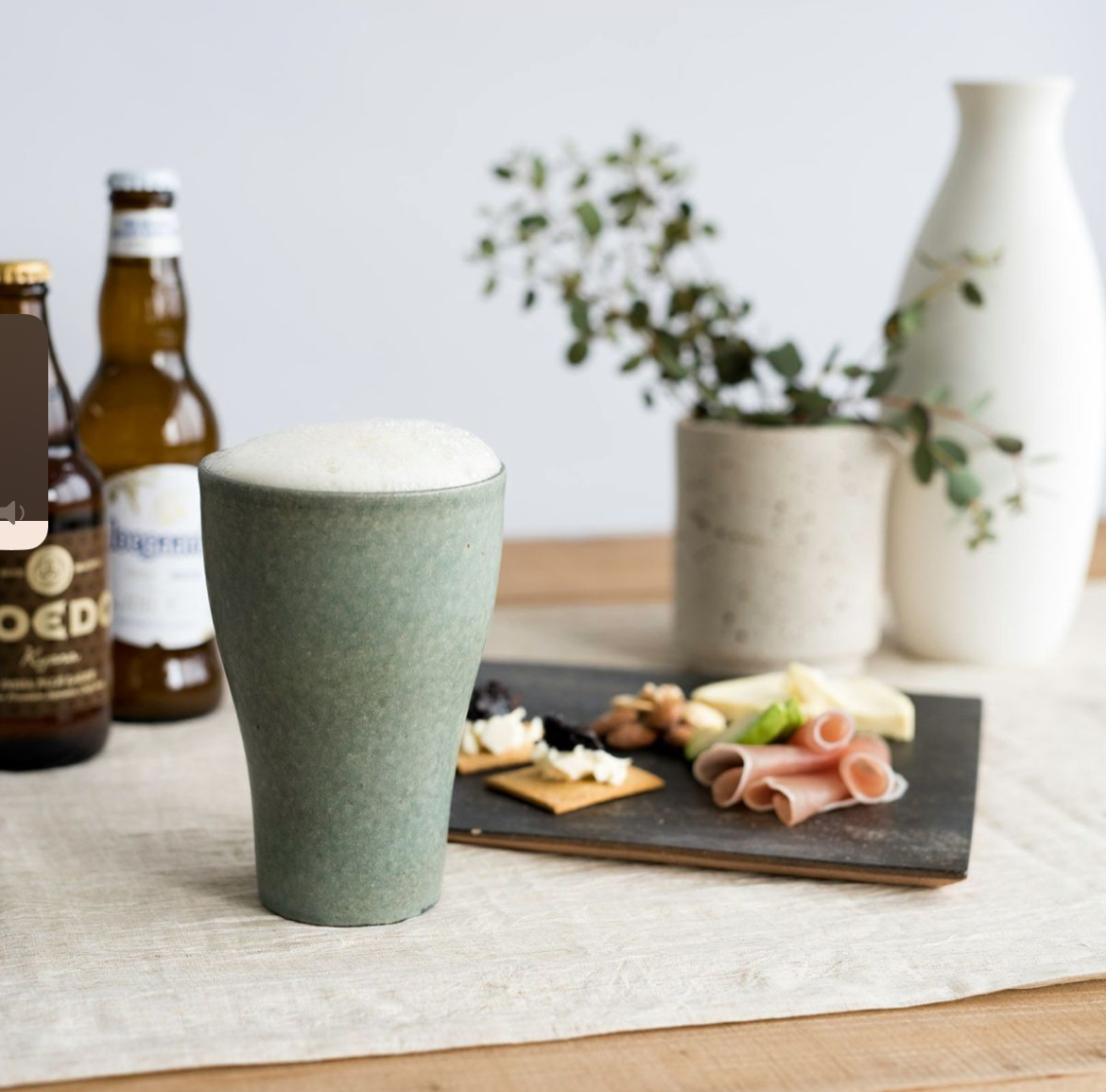 明山窯 TEIBAN WARE 啤酒杯 淡青磁｜信樂燒