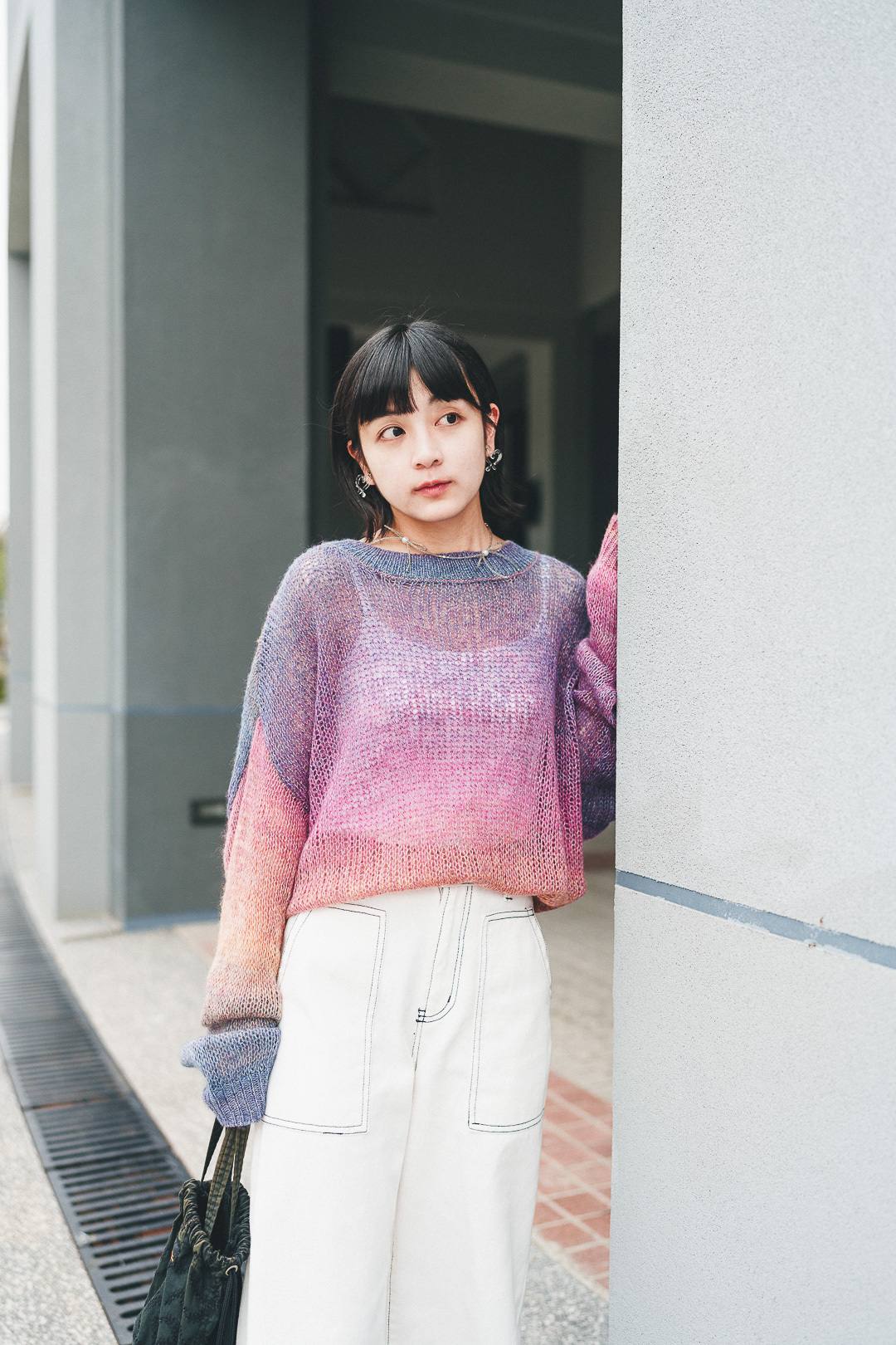 彩色霧海！漸層編織薄上衣(兩色-紫)