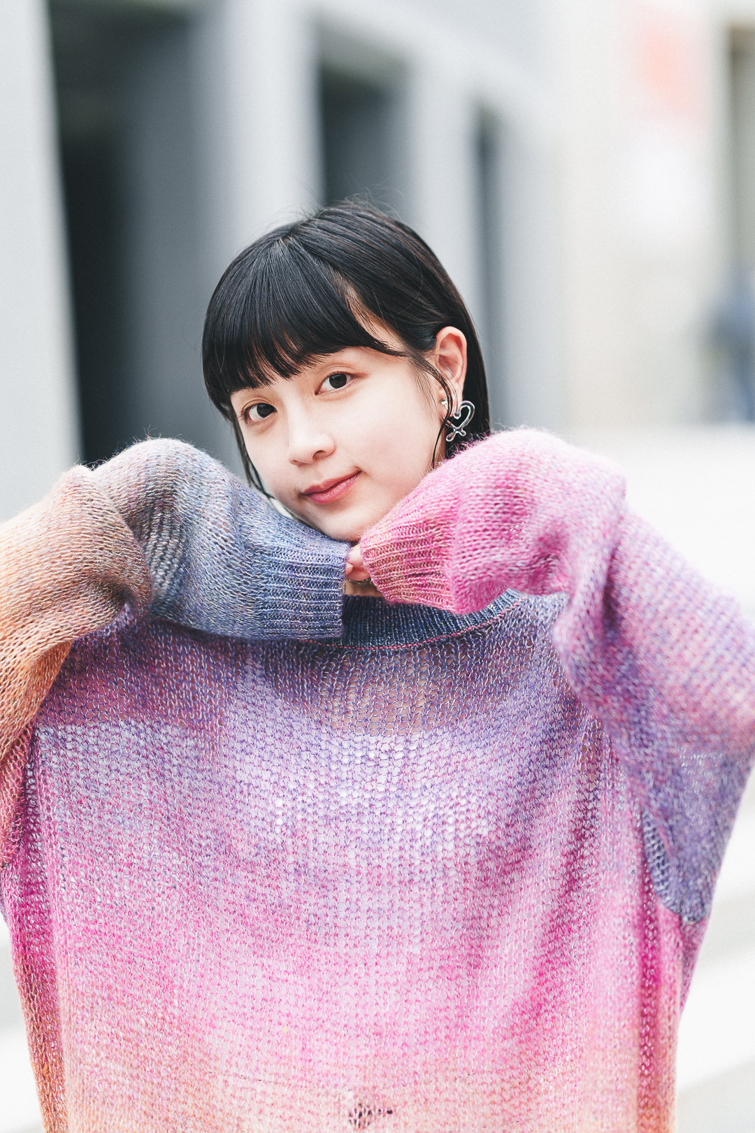 彩色霧海！漸層編織薄上衣(兩色-紫)