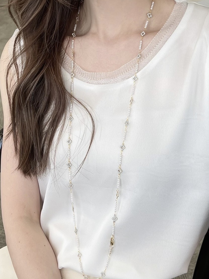 細緻款!小花珍珠長鍊