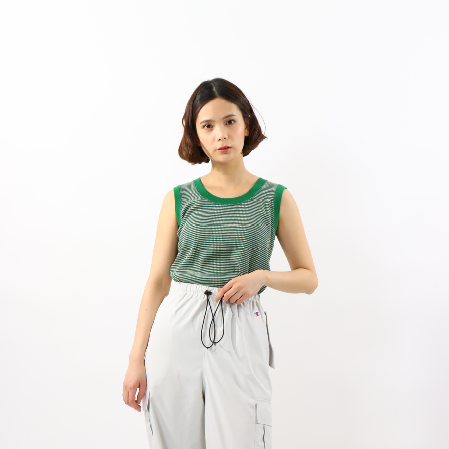 女款 -CASUAL細條紋小背心-綠色（CW-Z323-540）