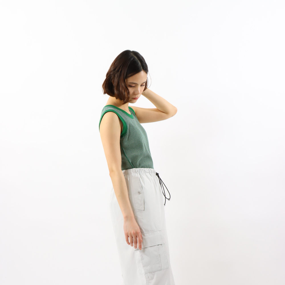 女款 -CASUAL細條紋小背心-綠色（CW-Z323-540）