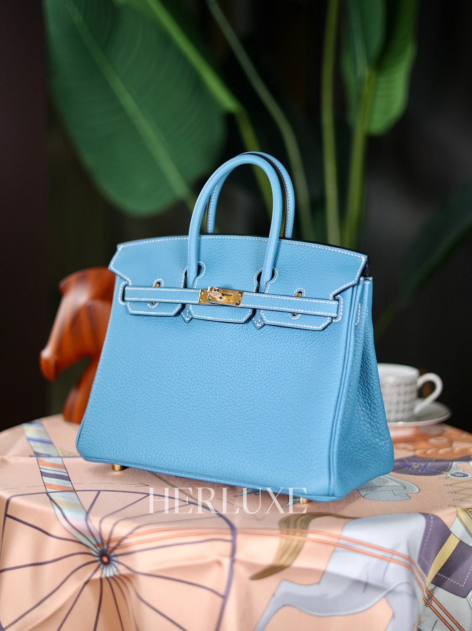 Birkin 25 D2 new blue jean cc togo W