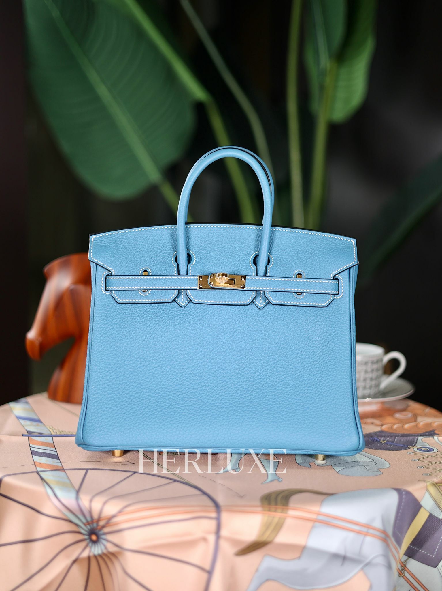 Birkin 25 D2 new blue jean cc togo W