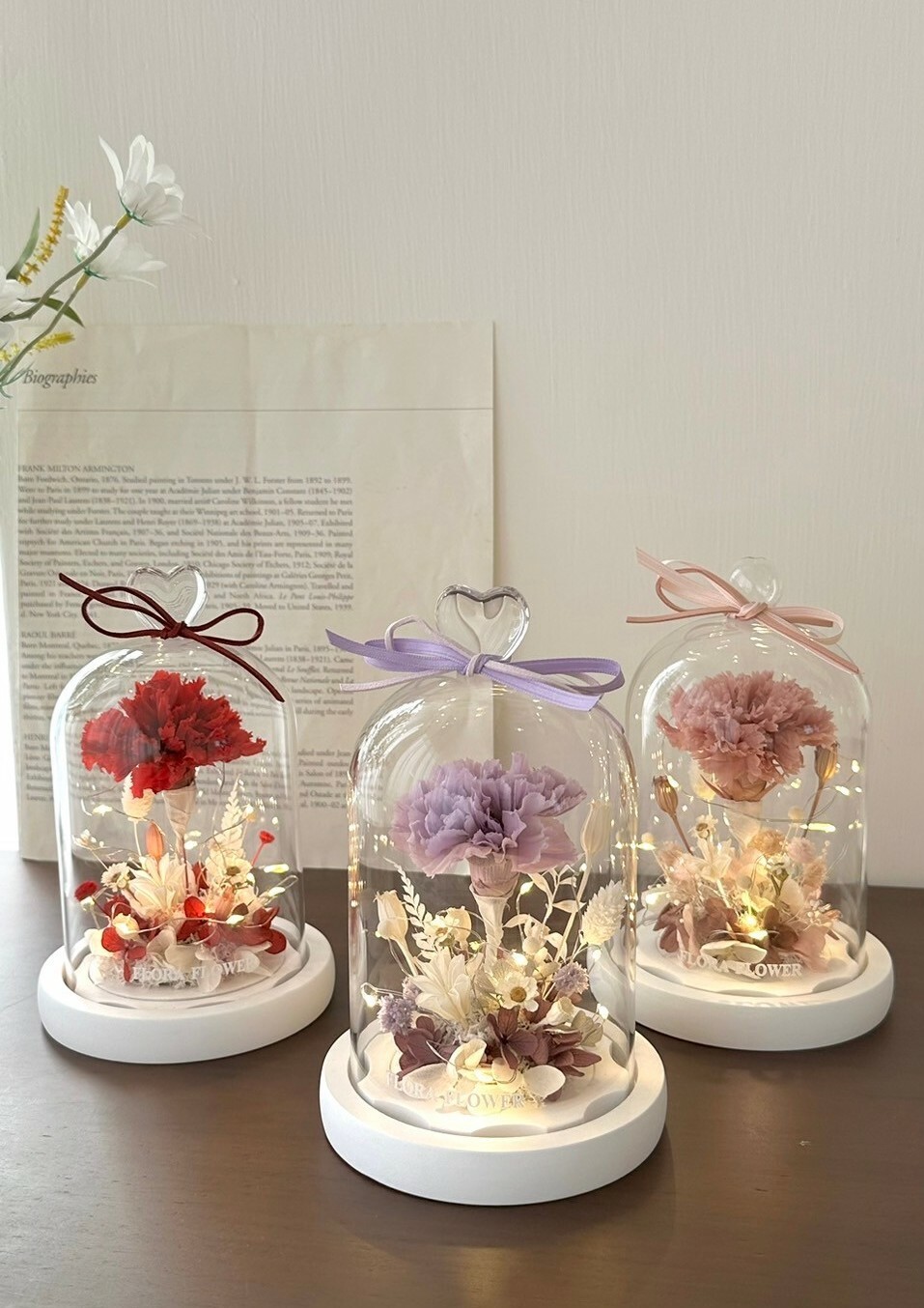 小花叢康乃馨永生花夜燈