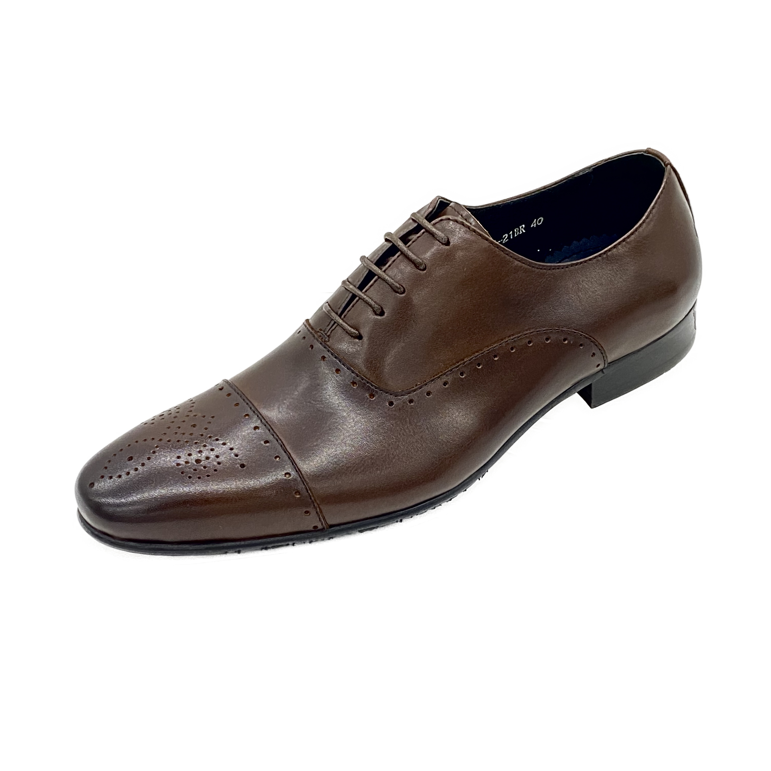 Revic 男裝皮鞋 | TCF-41-21BR｜啡色橫式牛津皮鞋