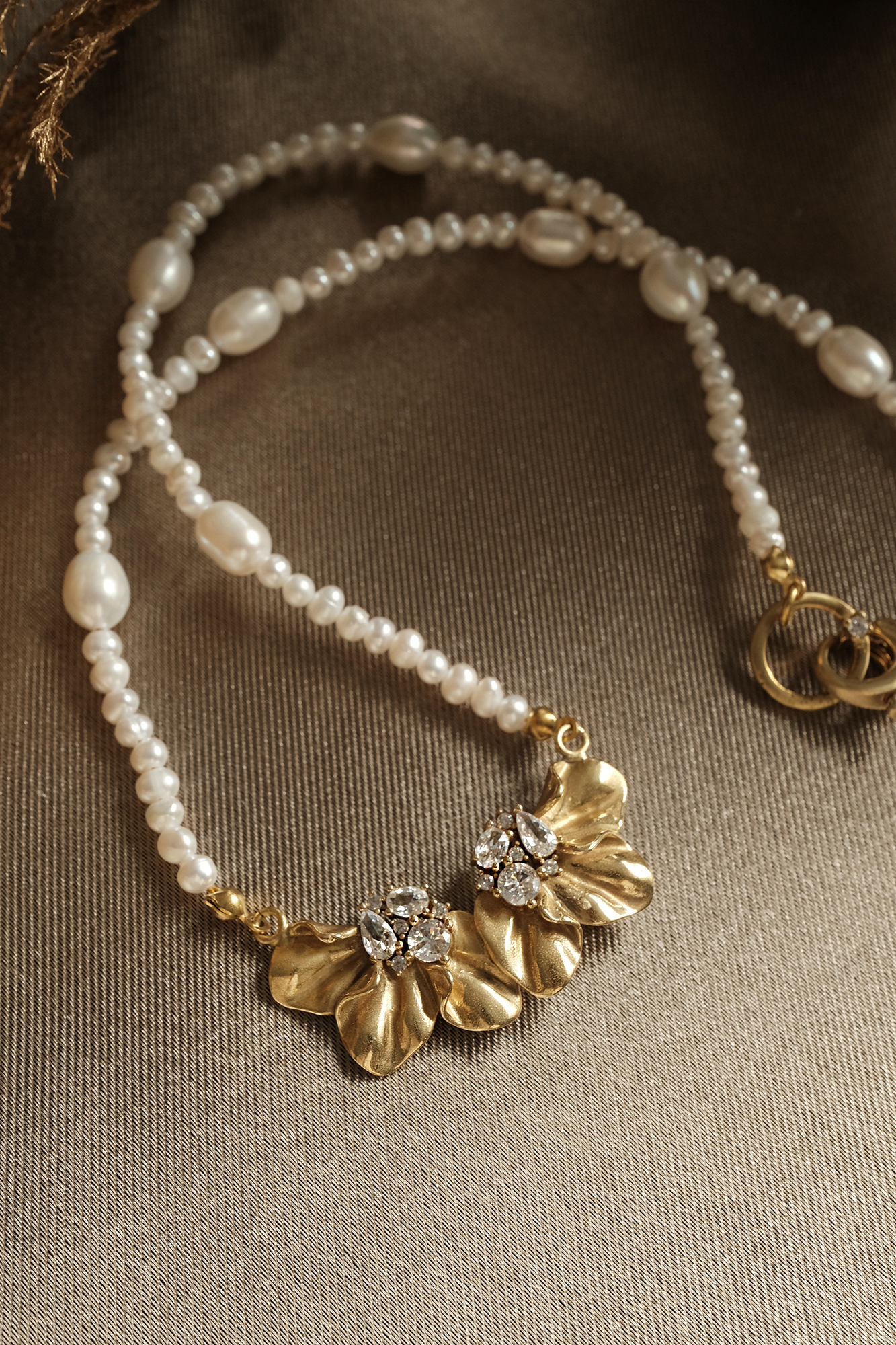 黃銅飾品,黃銅,花草,氣質,仙女,項鍊,天然珍珠,珍珠,華麗