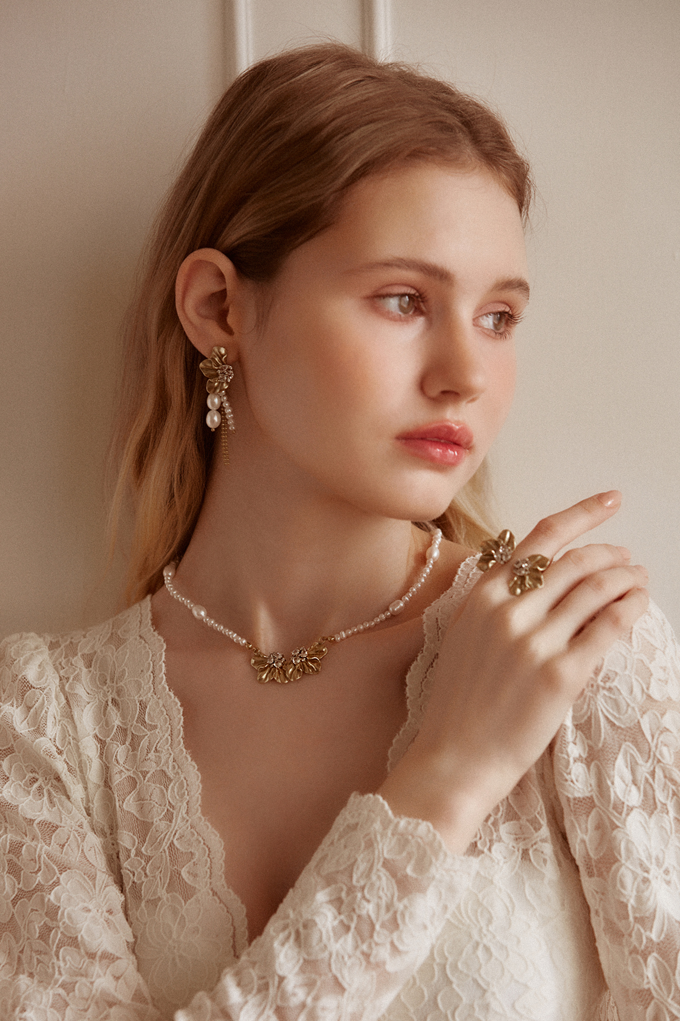 黃銅飾品,黃銅,花草,氣質,仙女,耳環,天然珍珠,珍珠,華麗