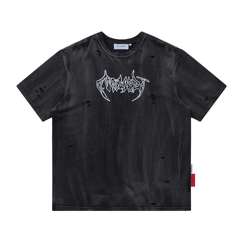 EVO Evolvement燙銀印花水洗破壞 短袖 短TEE