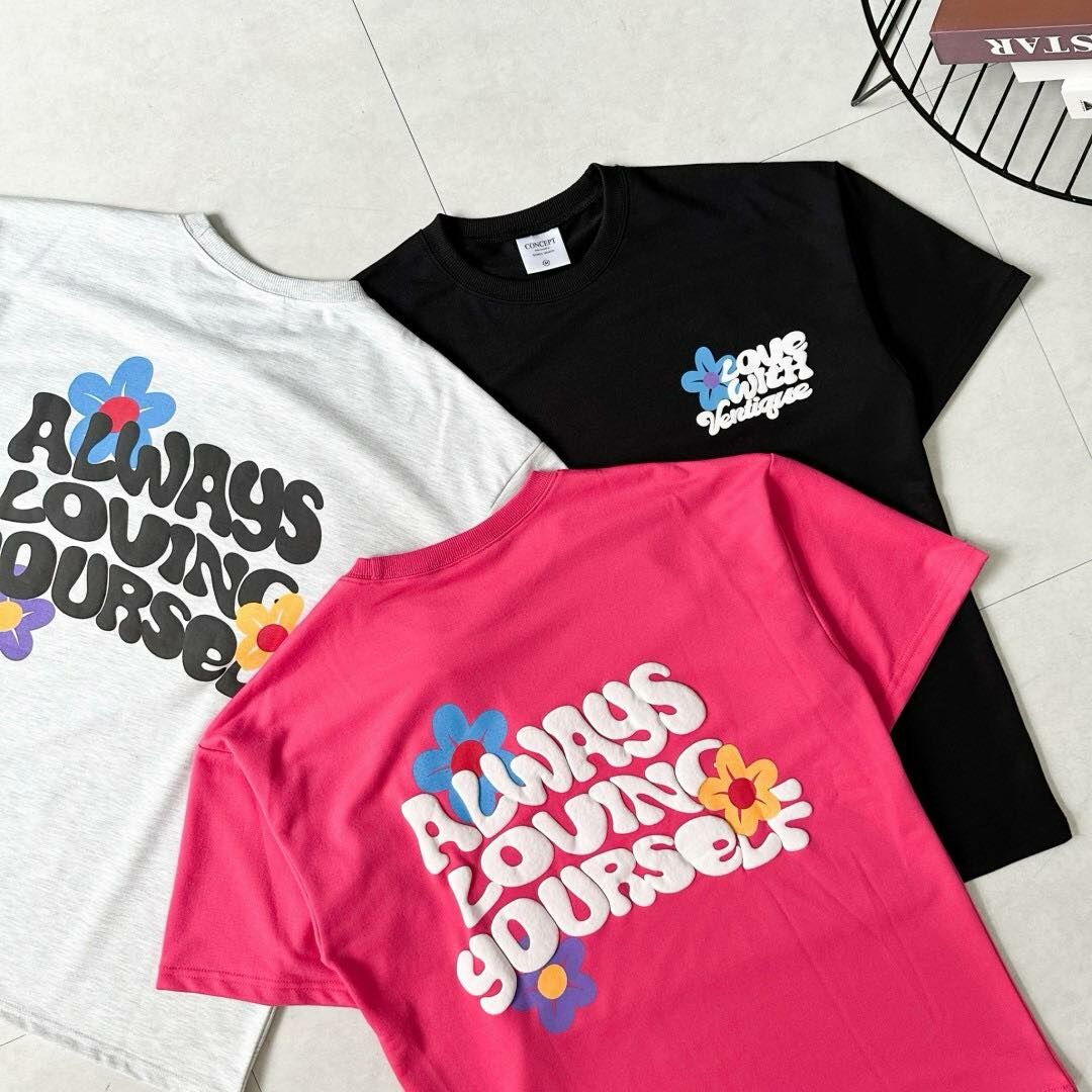 自訂款 2024 Always 發泡文字花朵 短tee 80582