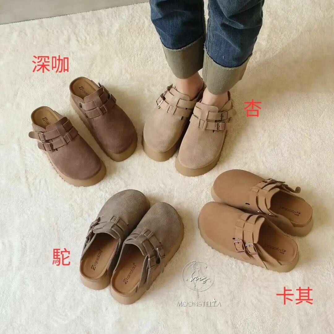 百搭兩穿小牛皮厚底勃肯鞋