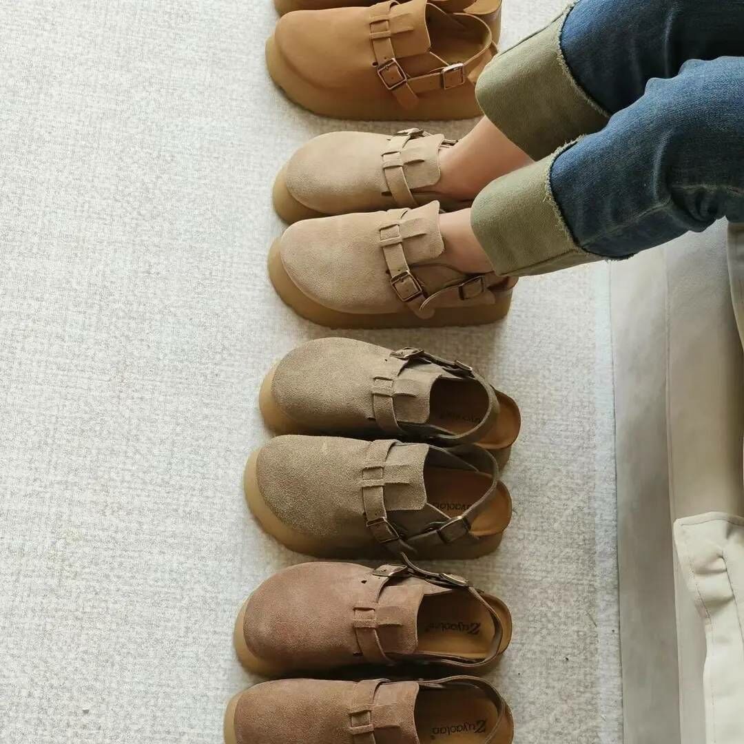 百搭兩穿小牛皮厚底勃肯鞋