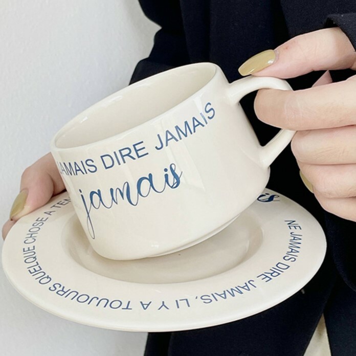 《4010》法式字母浪漫陶瓷咖啡早餐杯