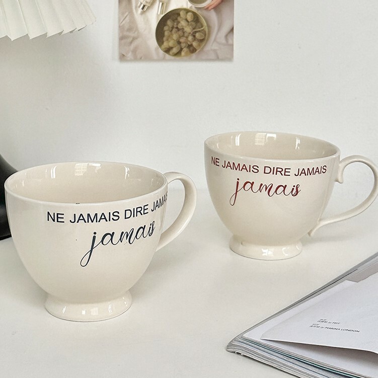 《4010》法式字母浪漫陶瓷咖啡早餐杯