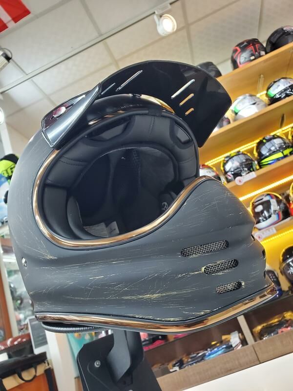 TORC T-3 彩繪 做舊 消光髮絲黑金 全罩 山車帽