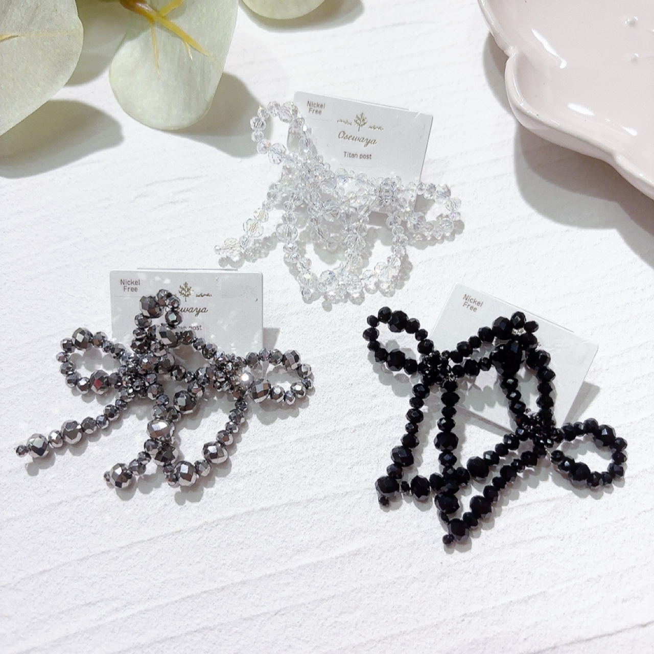 珠仔蝴蝶結耳環 (網站限定優惠)