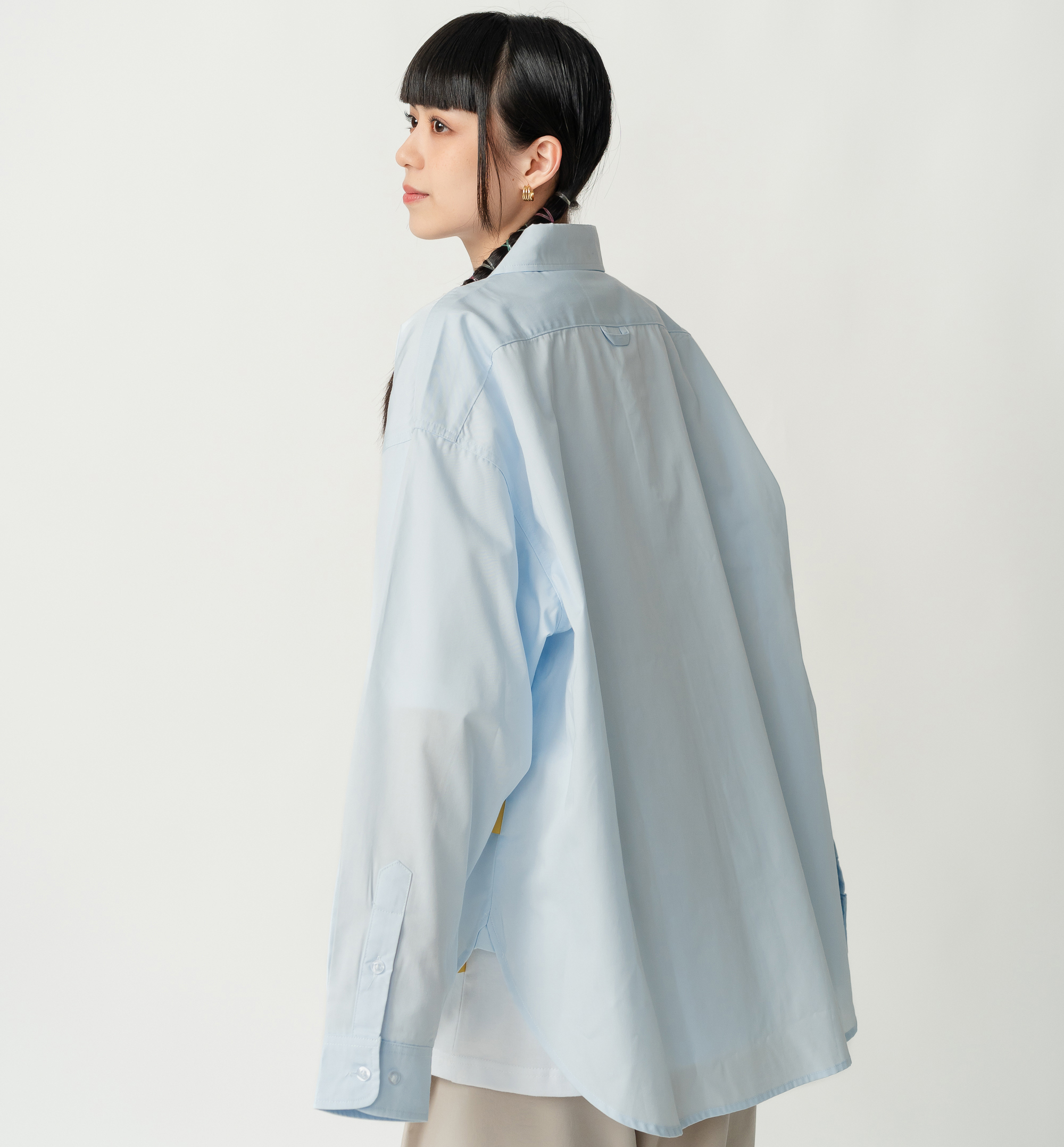 REALATiON 24SS Oversize Long Sleeve Anti-Crease Shirt - Azure