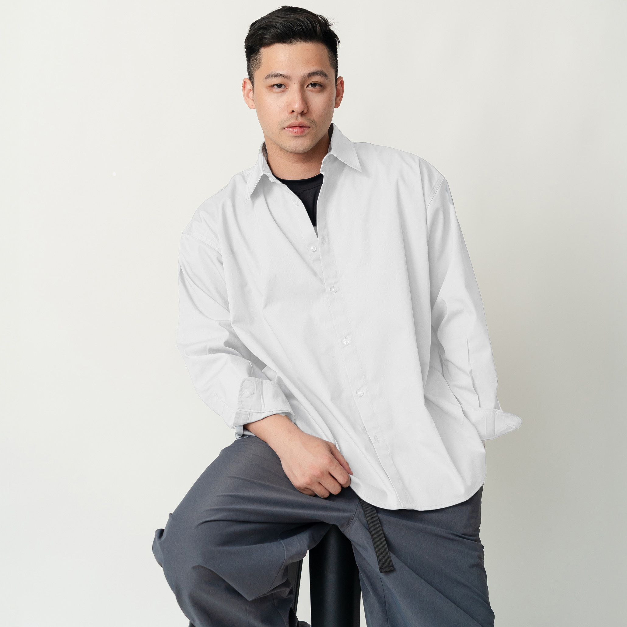 REALATiON 24SS Oversize Long Sleeve Anti-Crease Shirt - White