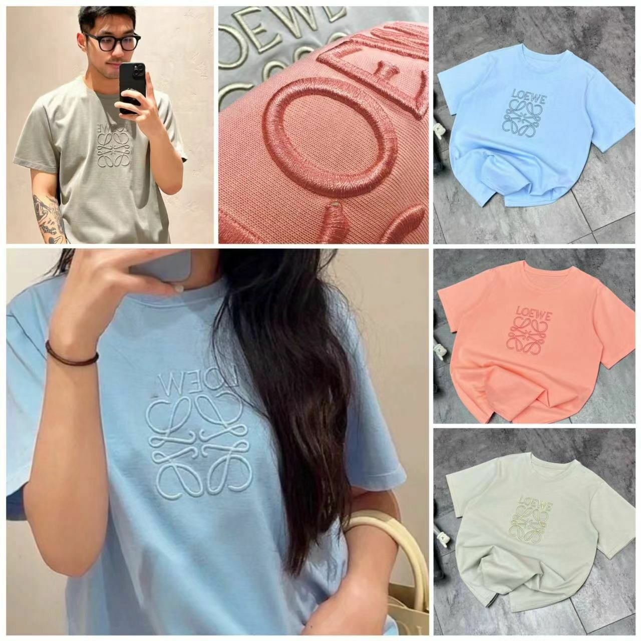 ☀ 潮牌🏷LoeW*羅家重工刺繡大標3色短袖T恤-2400589