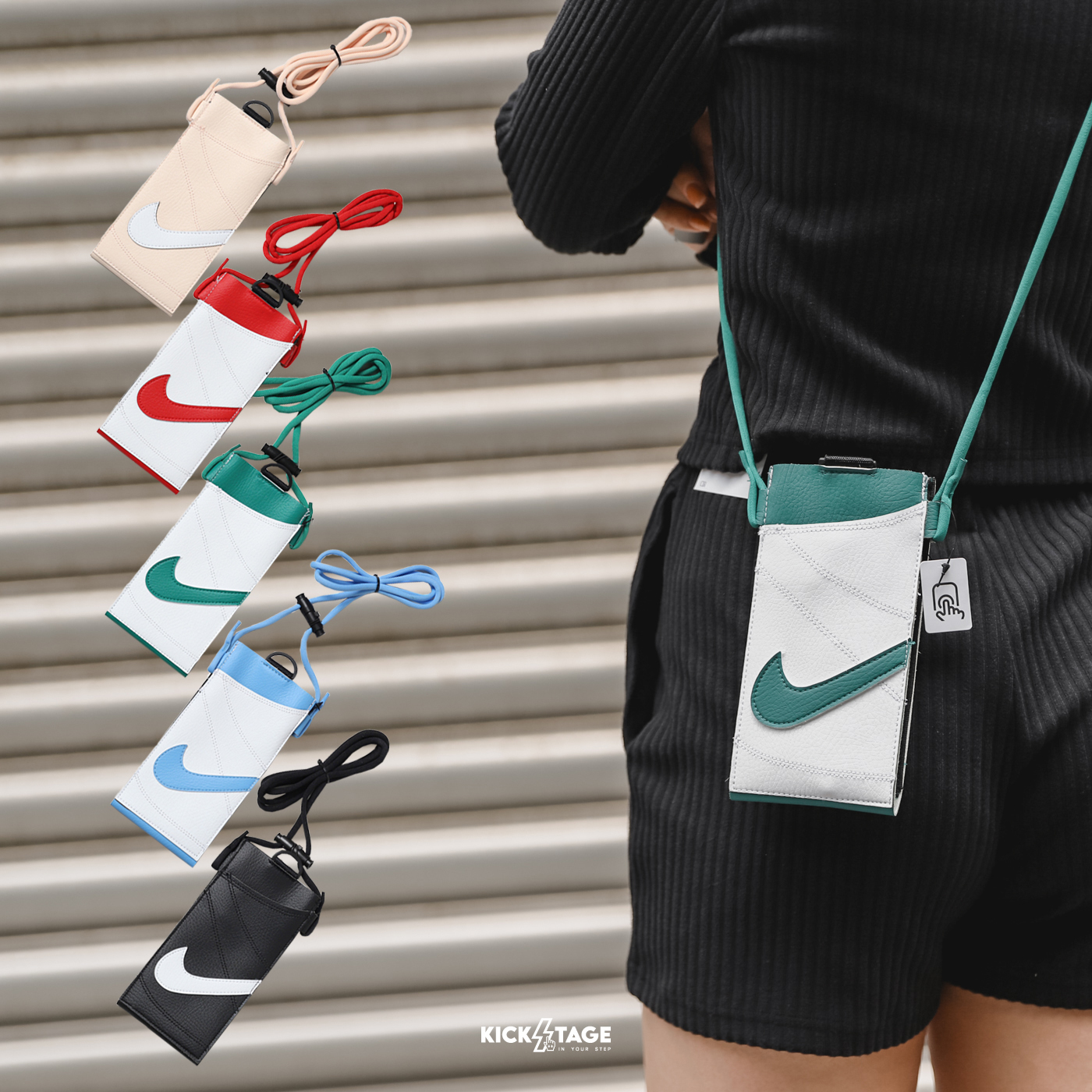 **特價商品無退換**NIKE PREMIUM FORCE PHONE CROSSBODY 五色 運動 休閒 皮革 可觸控 手機包 斜背包【HF3618】NIKEICON