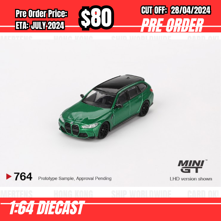 RS-$80   * Mini GT * 1:64 #764 BMW M3 Competition Touring Isle of Man Green Metallic RHD [OD15/04]