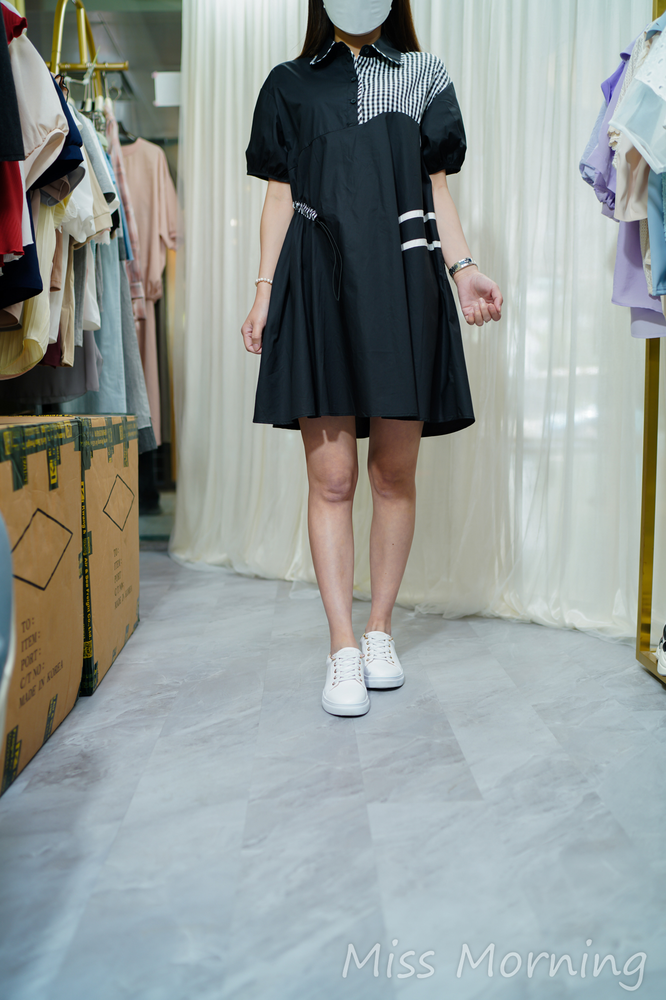 側腰束束娃娃Cut連身裙(13846)