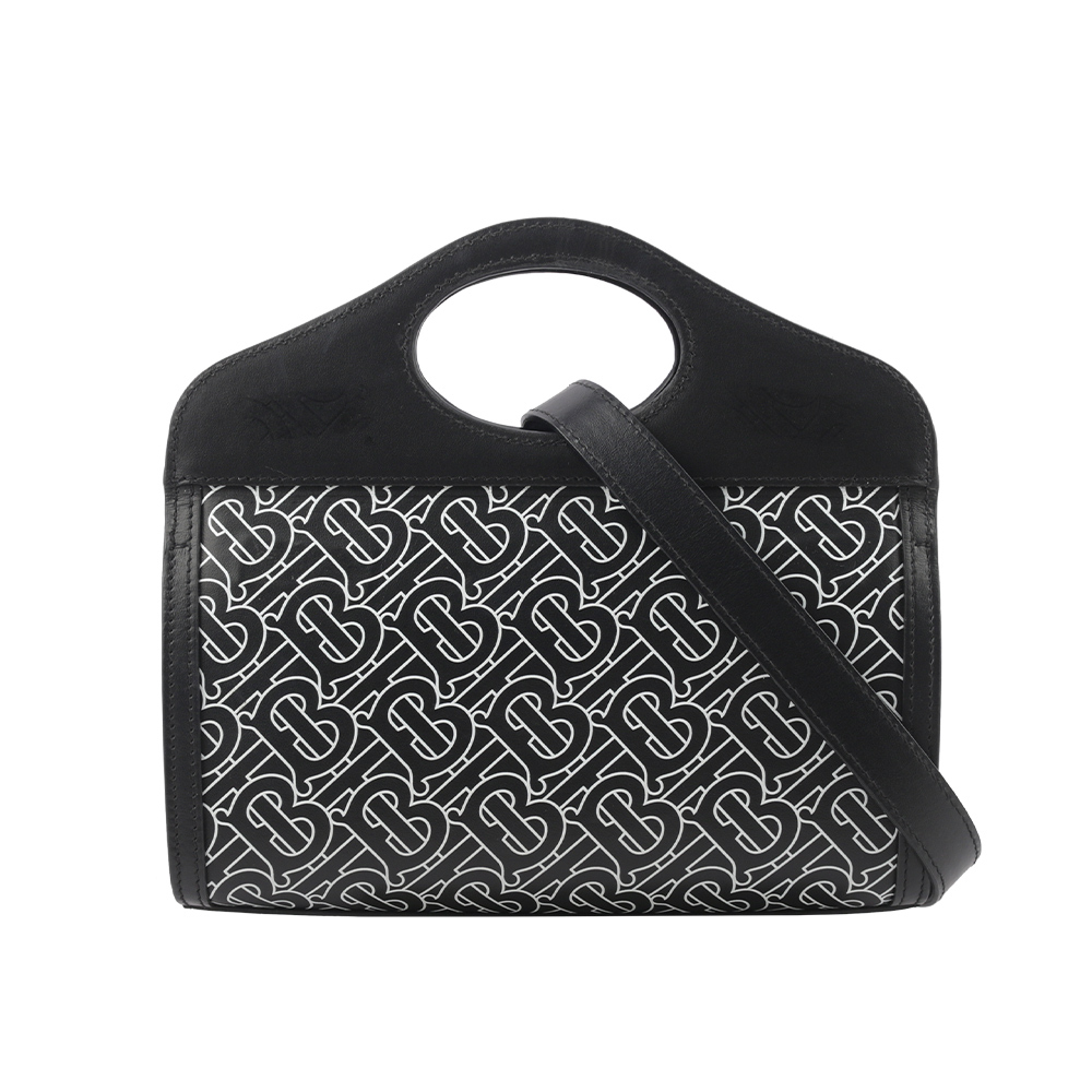 【BURBERRY】Pocket TB 滿版標誌摺疊提把二用包(黑色) 80494371