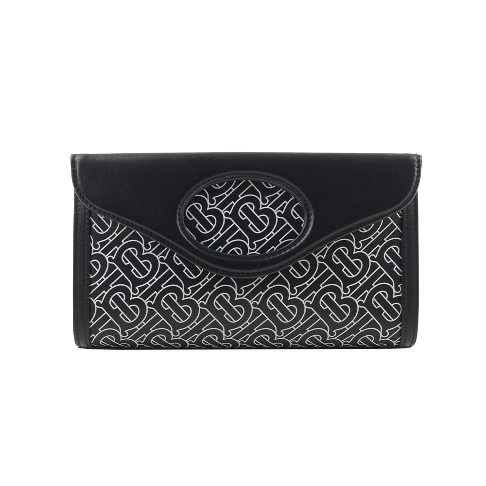 【BURBERRY】Pocket TB 滿版標誌摺疊提把二用包(黑色) 80494371