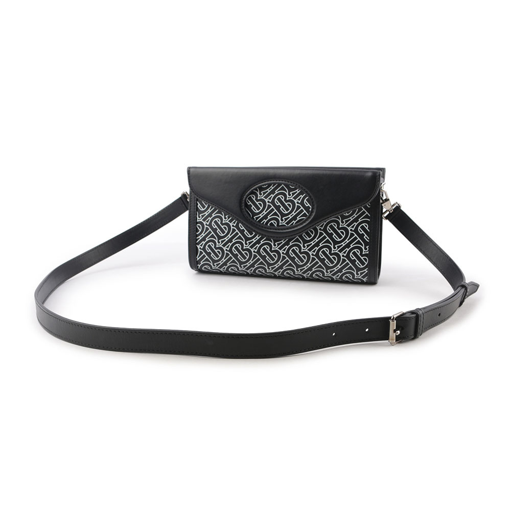 【BURBERRY】Pocket TB 滿版標誌摺疊提把二用包(黑色) 80494371