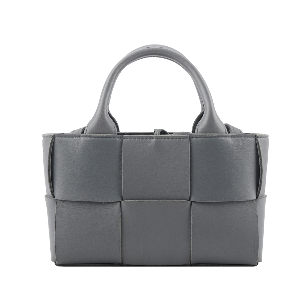 【BOTTEGA VENETA】Candy Arco 大格小羊皮編織迷你二用包(灰藍色)