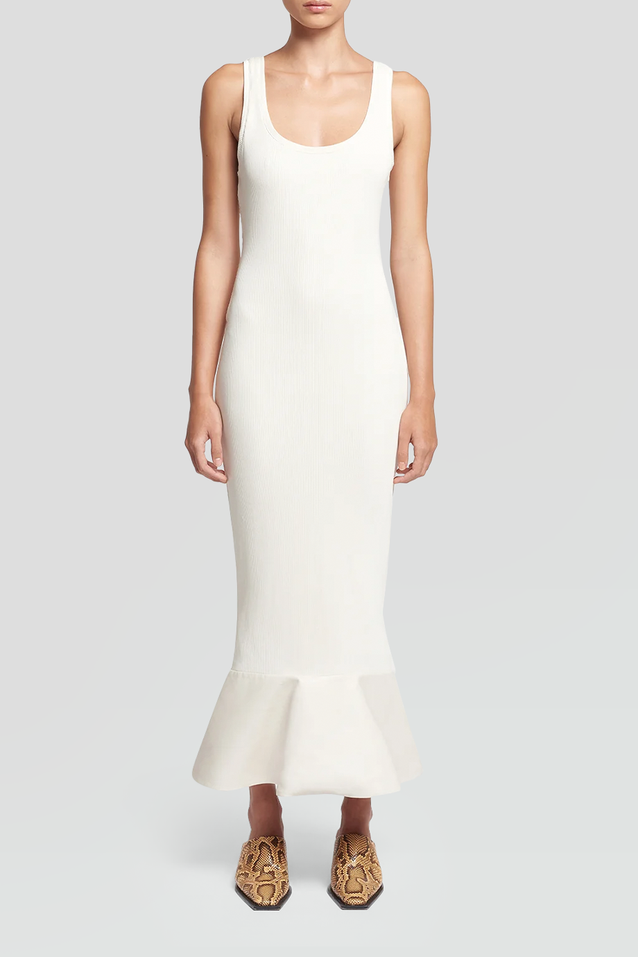 Nanushka｜TALULLA 背心領皮革拼接針織長洋裝