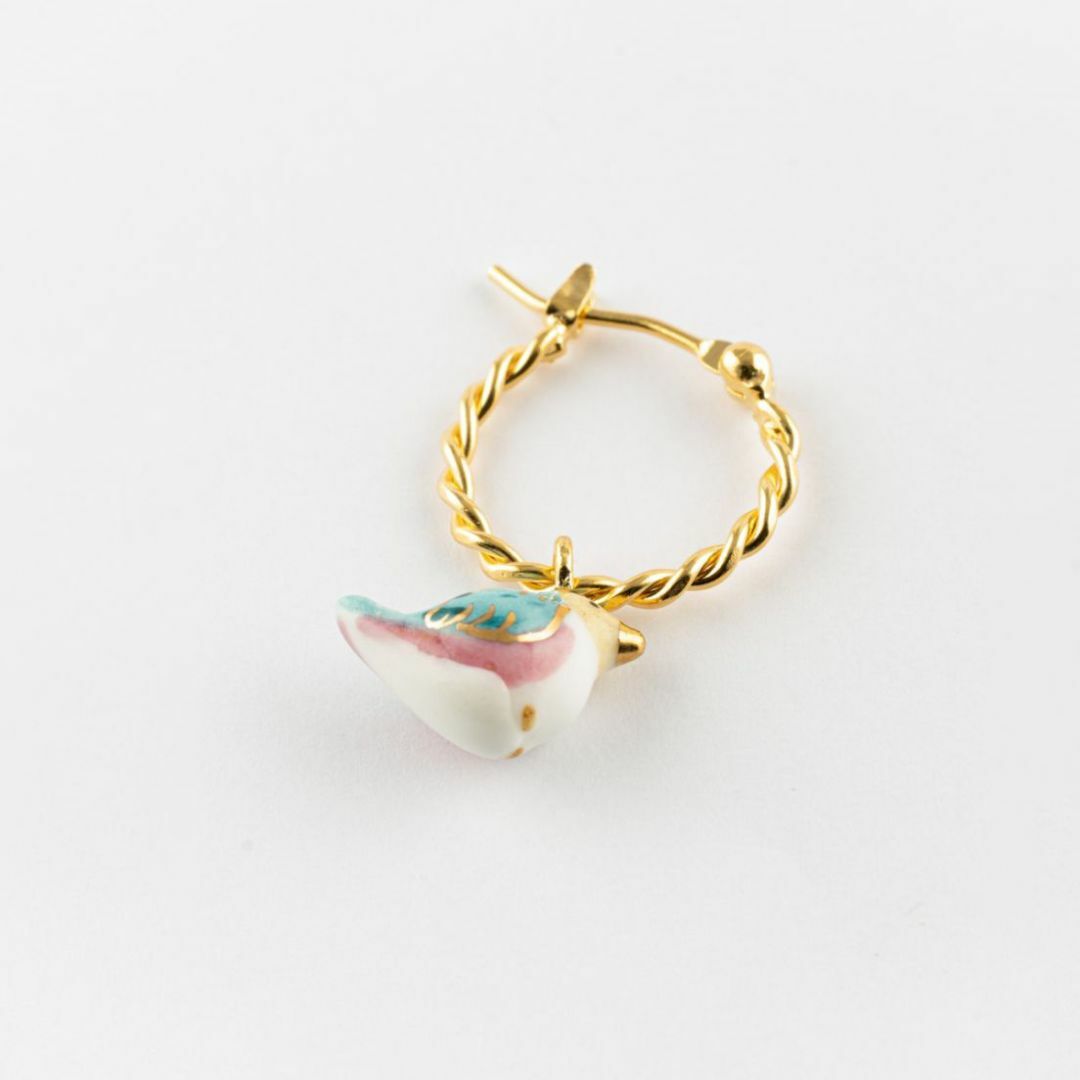 豐收時刻鳥迷你圈型耳環-單只