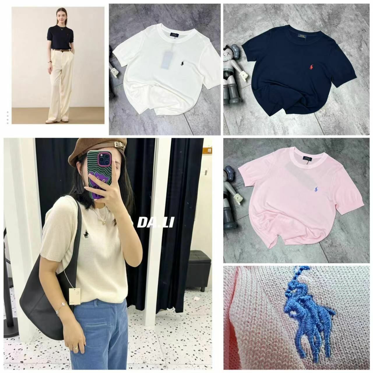 ☀ 潮牌🏷PO*LO 冰絲女裝修身圓領短袖T恤-2400590