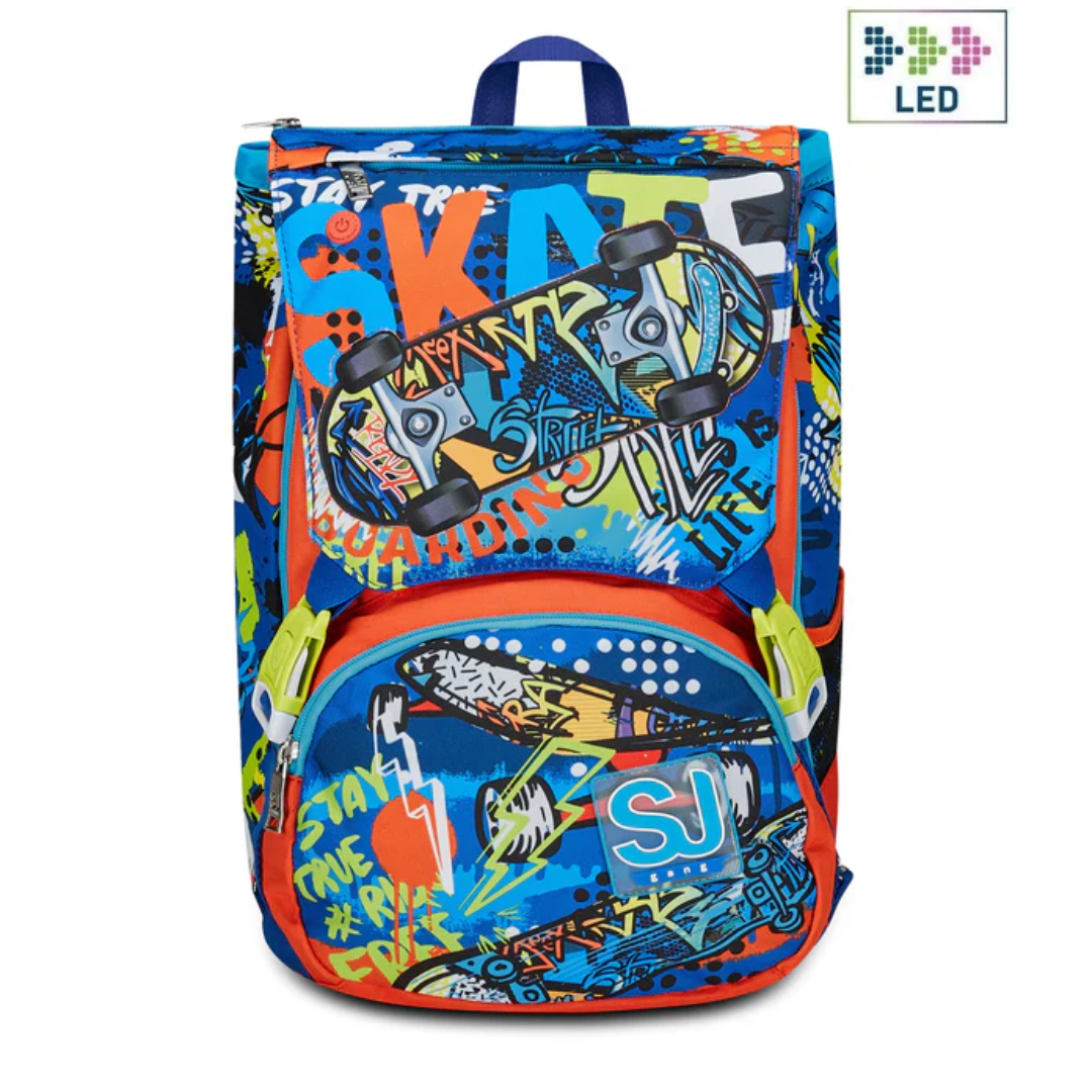 意大利 SJ Gang 擴充護脊書包系列 22/28L - Tricky Led 閃爍滑板