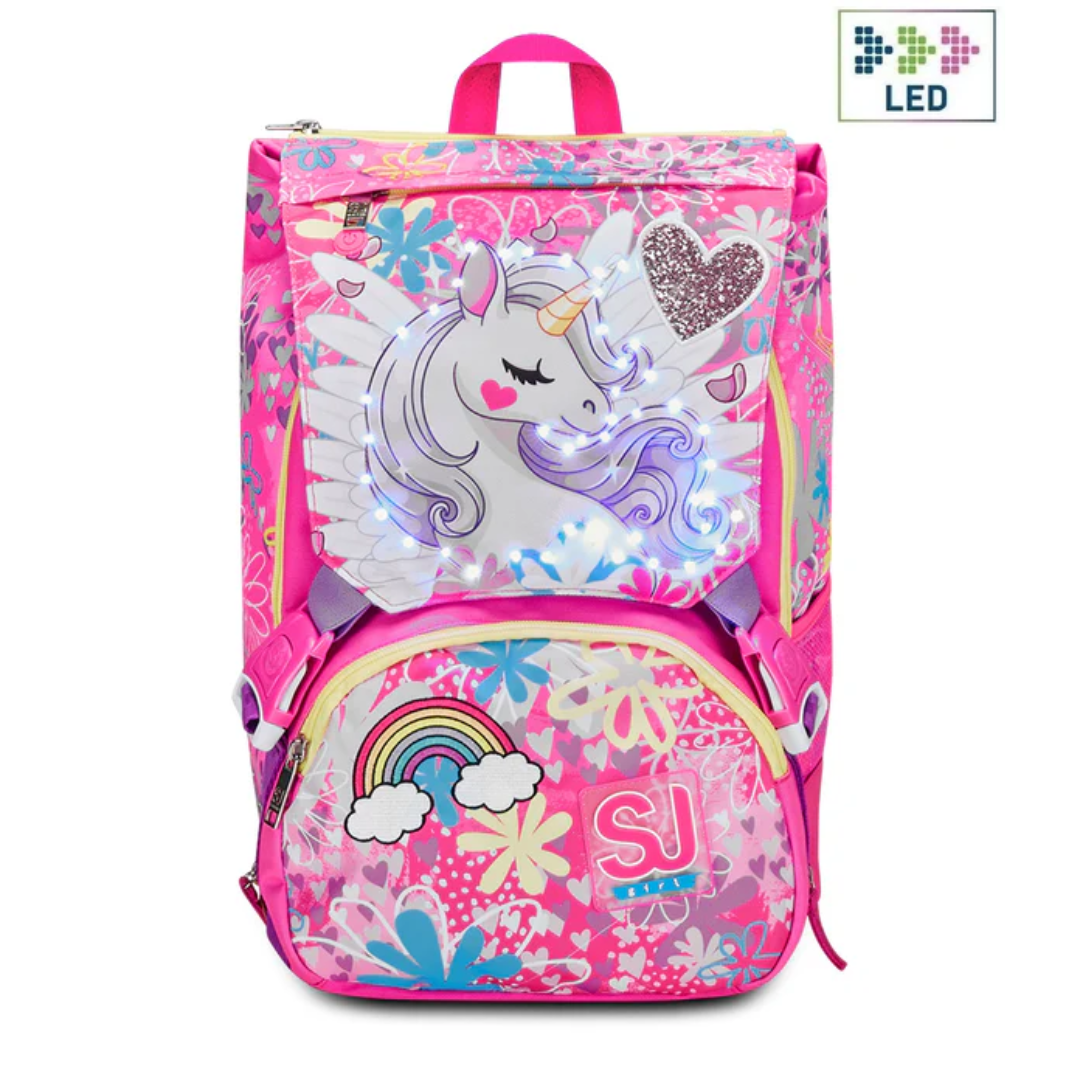 意大利 SJ Gang 擴充護脊書包系列 22/28L - Unicorn Led 閃爍獨角獸