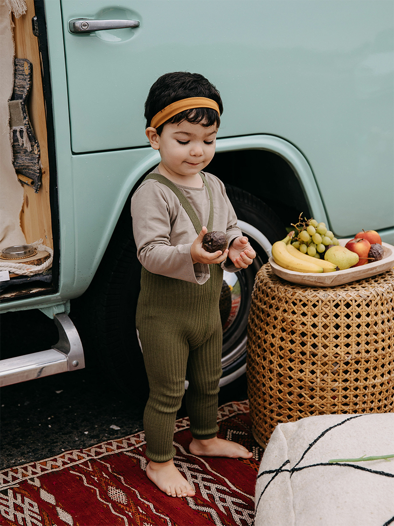 Silly Silas 復古嬉皮吊帶褲-Olive