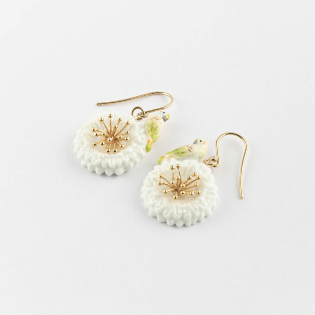 NACH 白蒲公英與虎皮鸚鵡瓷耳環