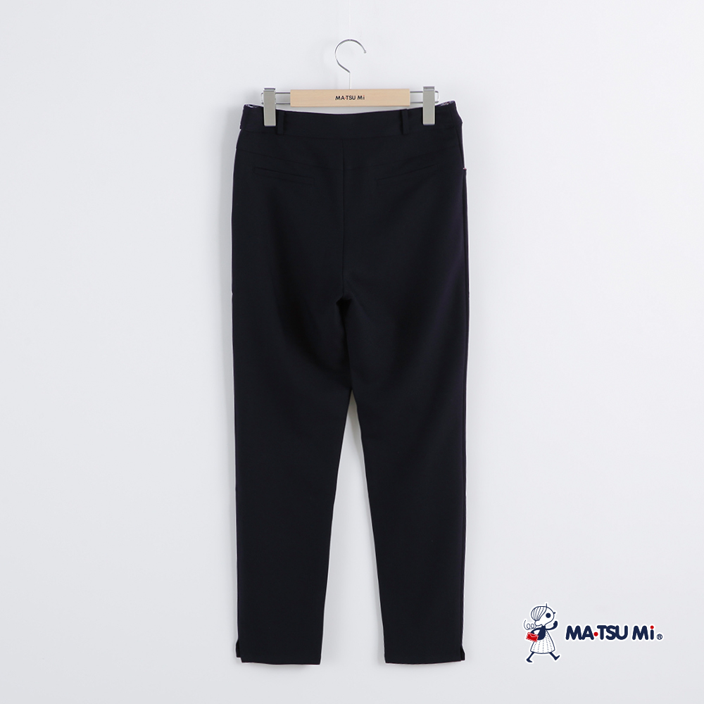 MA‧TSU Mi 學院風格紋窄管長褲(白.深藍)