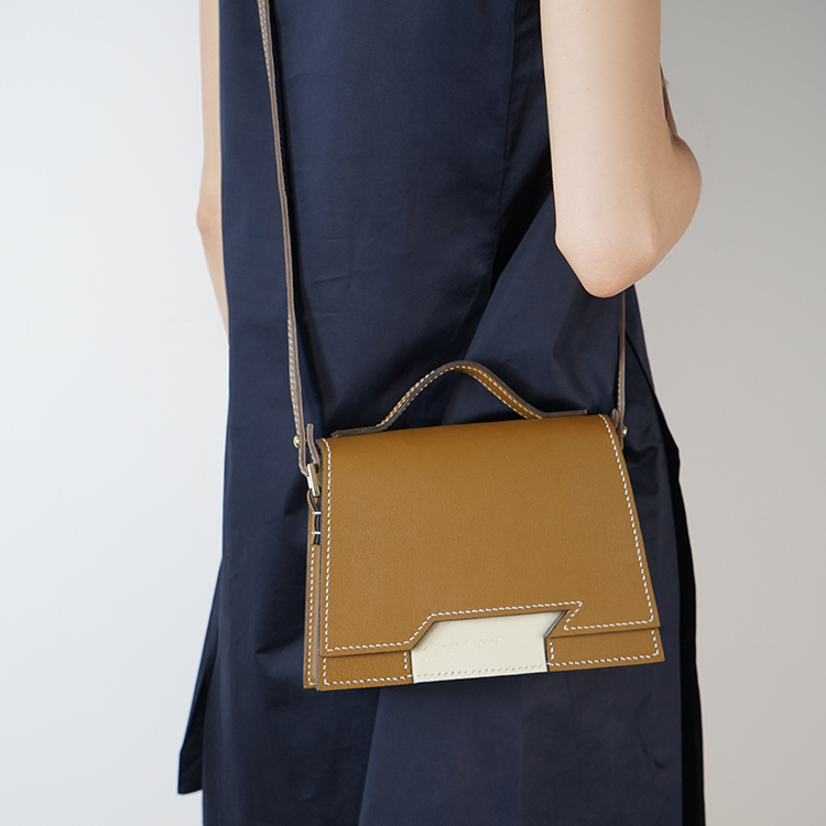 Dome Bag 【 Sunlit Ochre X Frost White 】Italian Goatskin Handbag