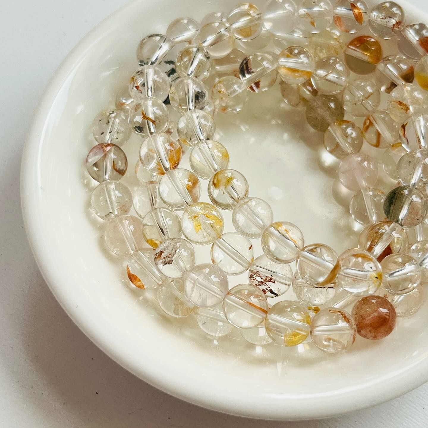 [原石] 幽靈水晶+錦鯉膠花 水晶手串