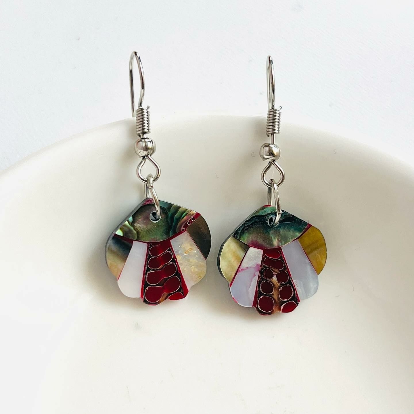 [原石] 鮑魚貝耳環 貝殼