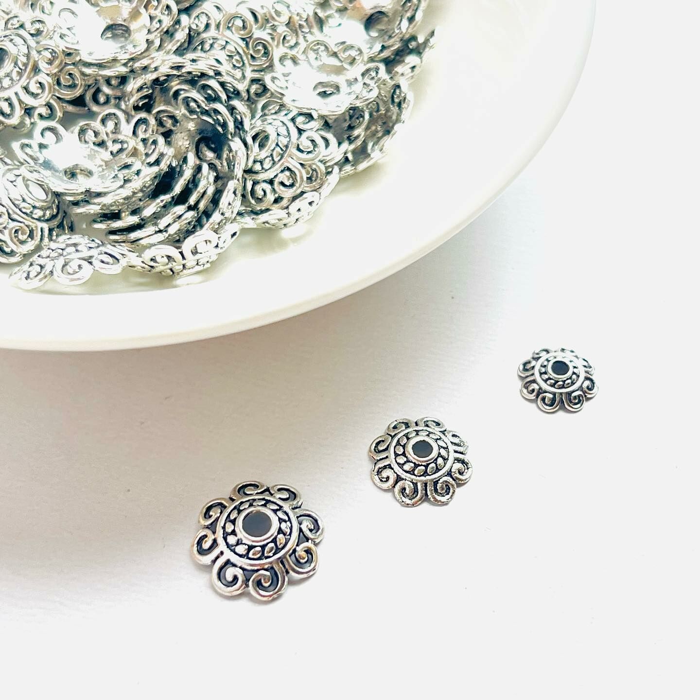 [原石] 藏銀 串珠配件 花框 銀色