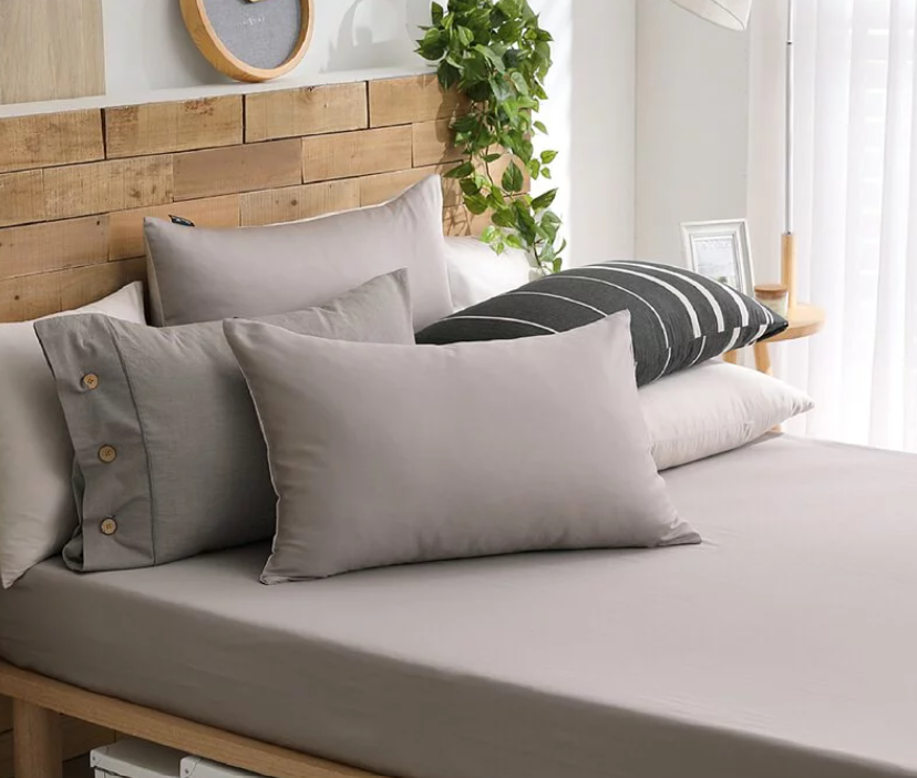 300織長絨棉床包兩用被組 | 栗灰 x 淺米灰