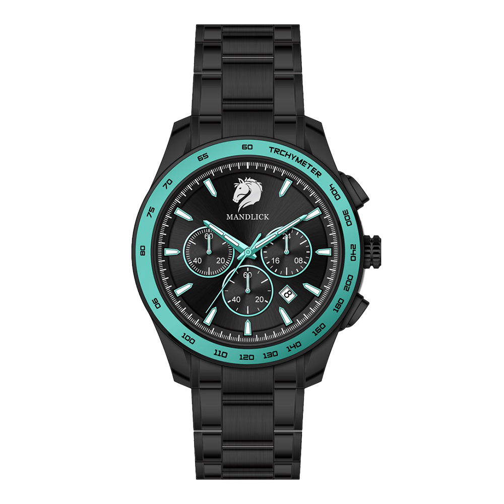 【Mandlick 曼德利克】MDK-008-S3真三眼帶日期藍寶石水晶玻璃防水30米3年電池石英錶-