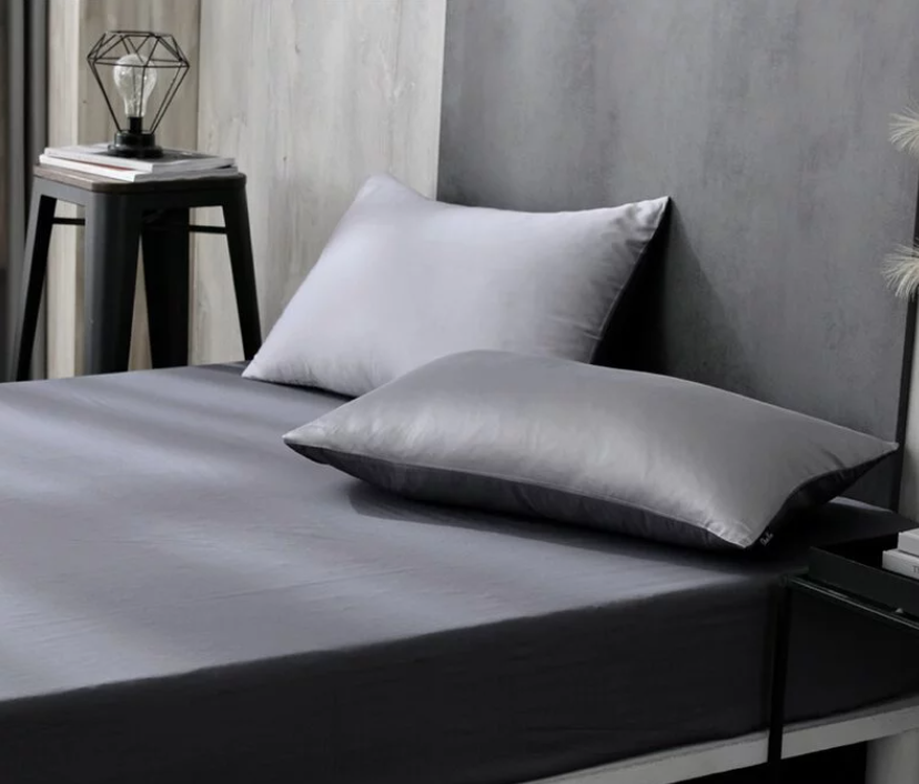 300織長絨棉床包兩用被組 | 銀灰 x 合金灰