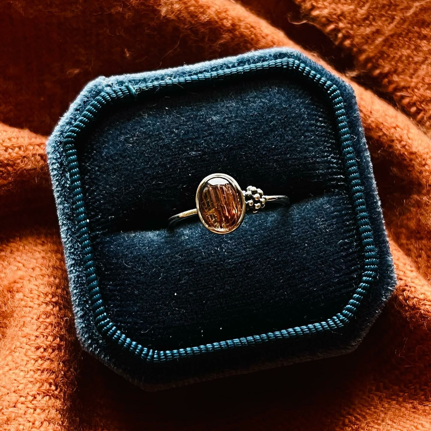 [原石] 紅銅鈦晶 925銀戒指